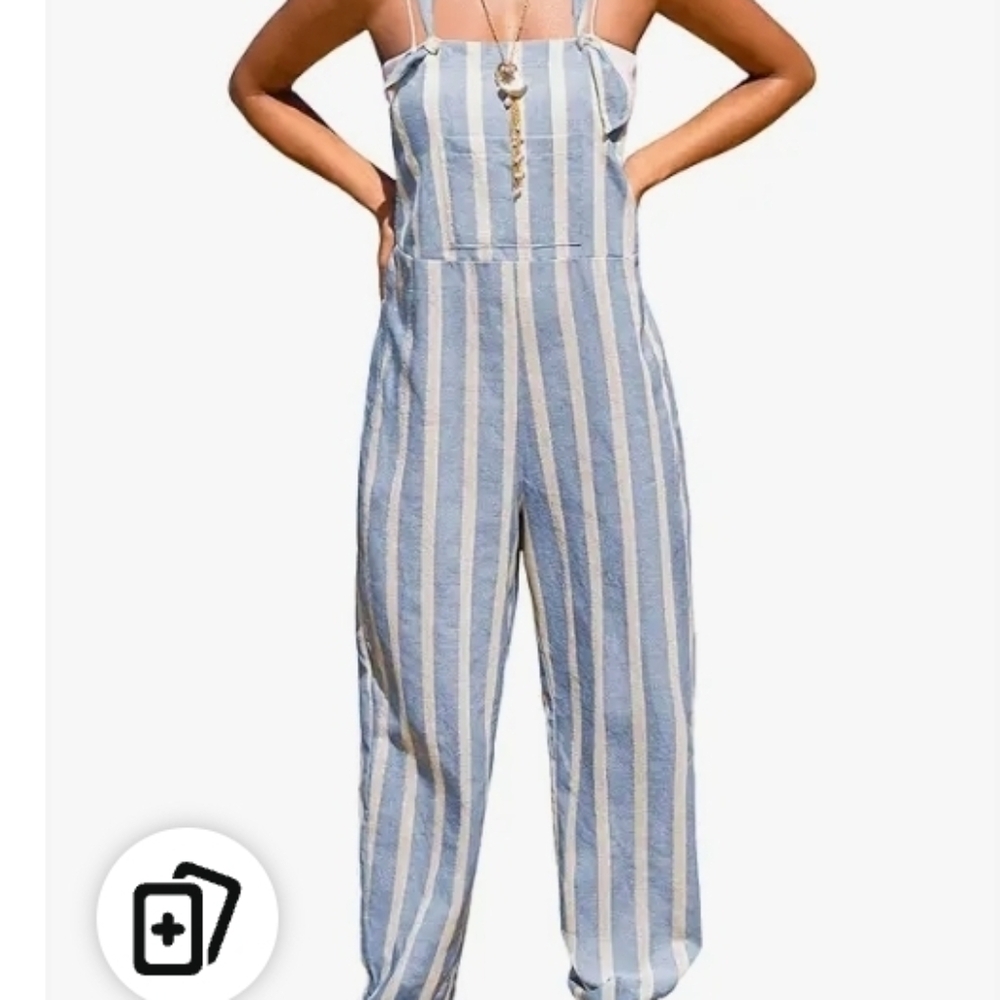Cupshe Women's Striped Blue and White Jumpsuit